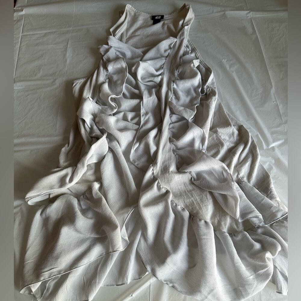 H&M Sliver Ruffled Sleeveless Blouse L - Picture 2 of 4